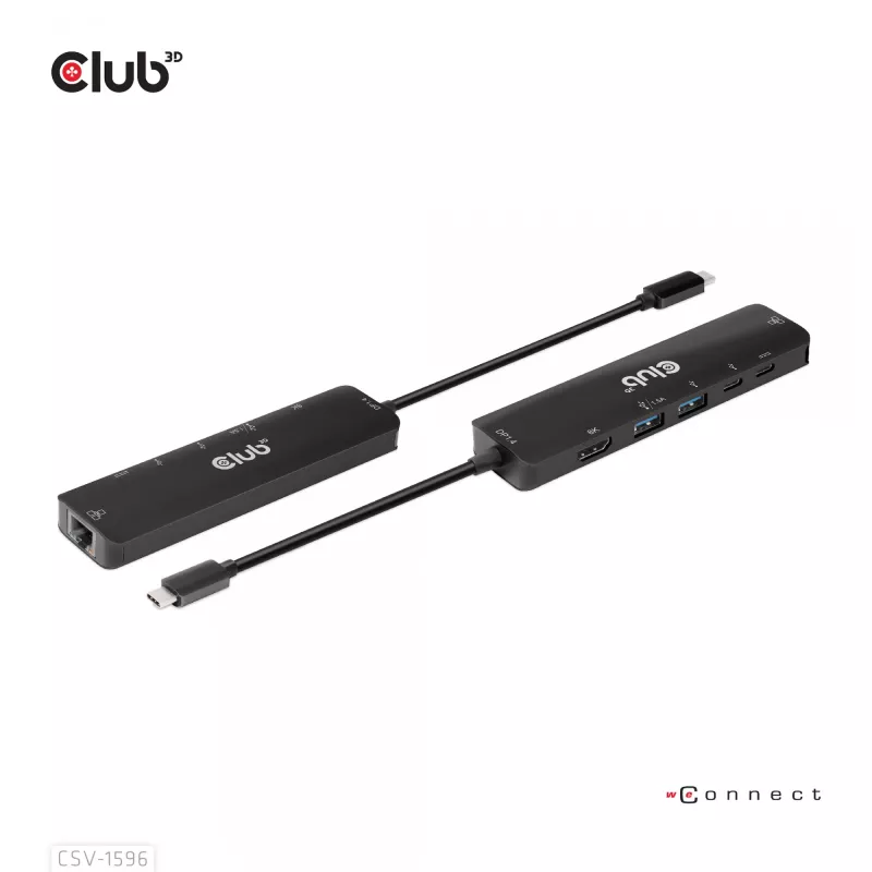 CLUB3D USB Gen1 Type-C, 6-in-1 Hub su HDMI 8K30Hz, 2xUSB Type-A, RJ45 ir 2xUSB Type-C, duomenims ir PD įkrovimui 100 W