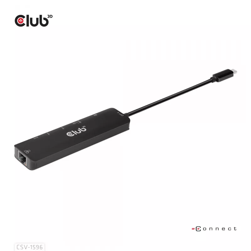 CLUB3D USB Gen1 Type-C, 6-in-1 Hub su HDMI 8K30Hz, 2xUSB Type-A, RJ45 ir 2xUSB Type-C, duomenims ir PD įkrovimui 100 W