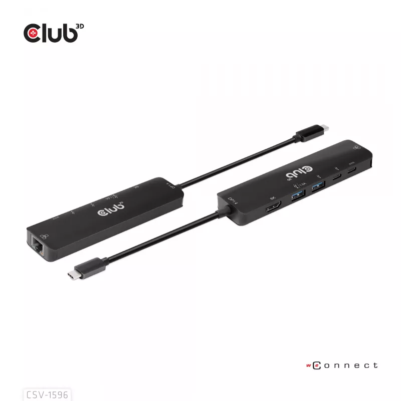CLUB3D USB Gen1 Type-C, 6-in-1 Hub su HDMI 8K30Hz, 2xUSB Type-A, RJ45 ir 2xUSB Type-C, duomenims ir PD įkrovimui 100 W