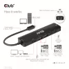 CLUB3D USB Gen1 Type-C, 6-in-1 Hub su HDMI 8K30Hz, 2xUSB Type-A, RJ45 ir 2xUSB Type-C, duomenims ir PD įkrovimui 100 W