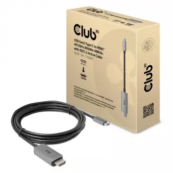 CLUB3D USB Gen2 Type-C į HDMI aktyvus kabelis 4K120Hz 8K60Hz HDR10 su DSC1.2, M/M 3m