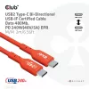 USB-C į USB-C dvipusis laidas CLUB3D CAC-1573, USB4 Gen 2x2, 2 m, raudonas, PD iki 240W