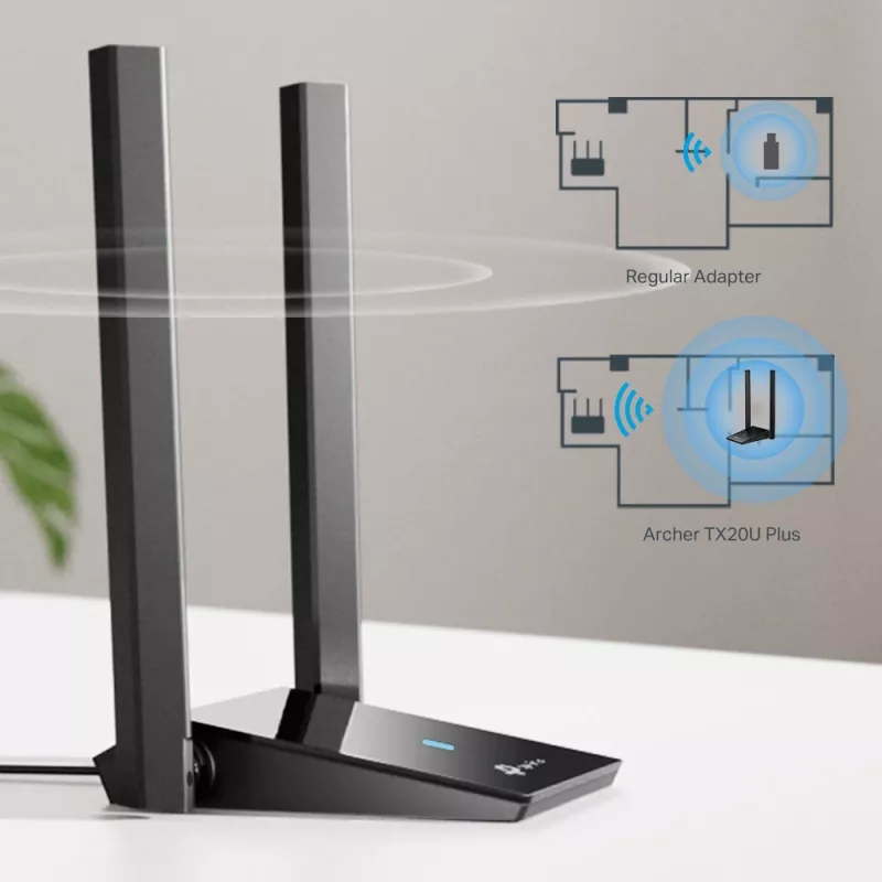 Belaidis adapteris TP-Link AX1800 dvi antenos 2.4GHz 5GHz Wi-Fi 6