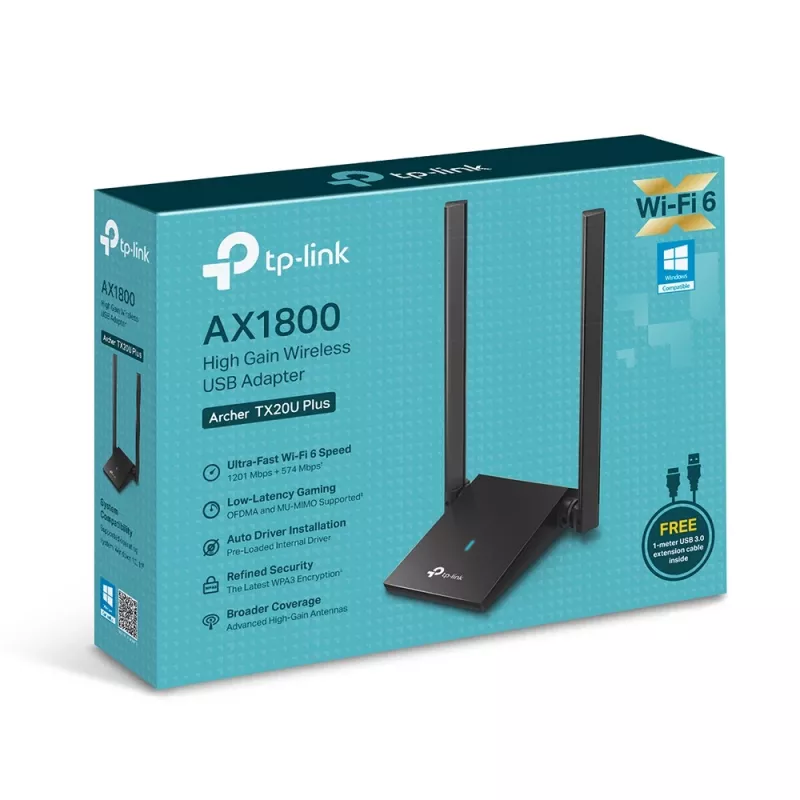 Belaidis adapteris TP-Link AX1800 dvi antenos 2.4GHz 5GHz Wi-Fi 6