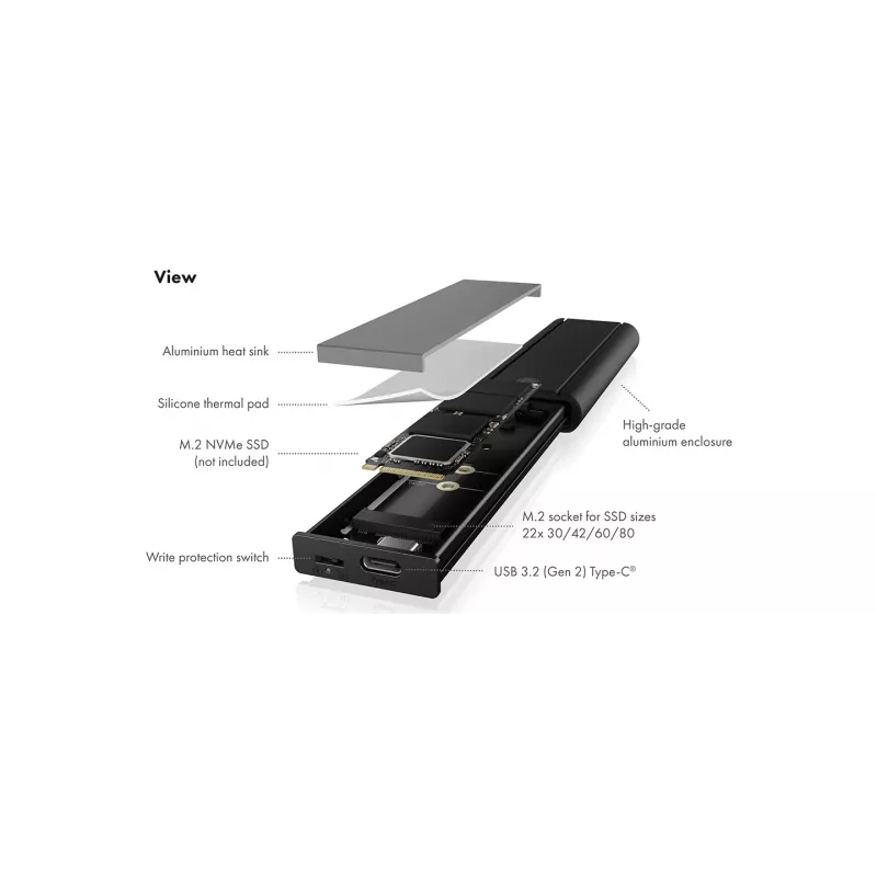 ICY BOX IB-1807MT-C31 SSD išorinis korpusas M.2 juodas