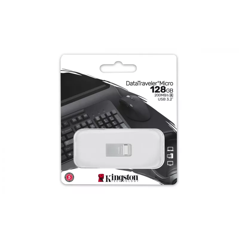 Kingston Technology DataTraveler Micro 128GB 200MB/s Metalinis USB 3.2 Gen 1