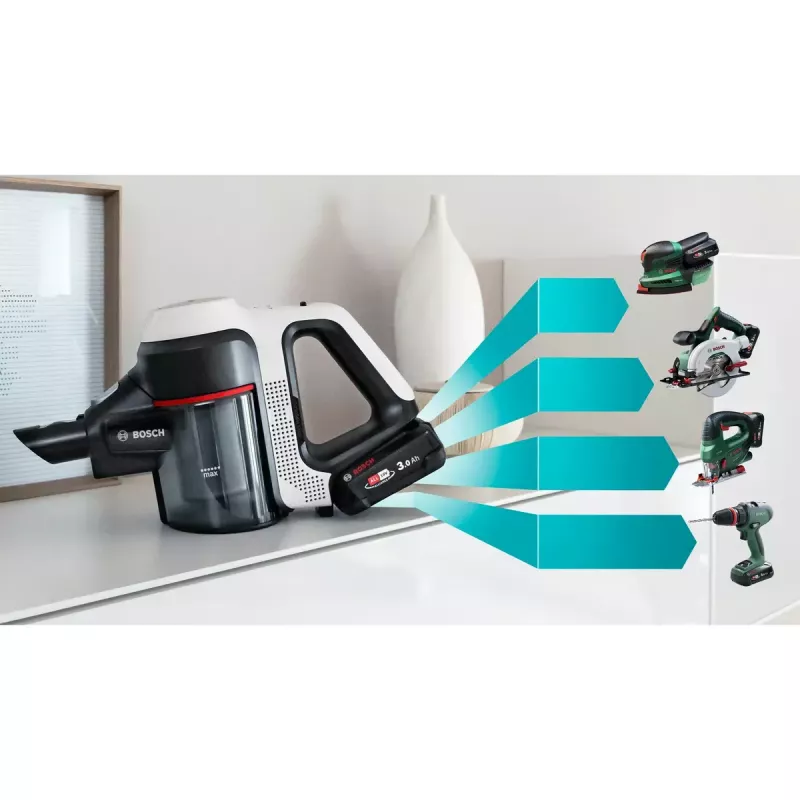 Bosch BBS711W belaidis kombinuotas dulkių siurblys 2-in-1, 18 V, 0,3 L, baltas