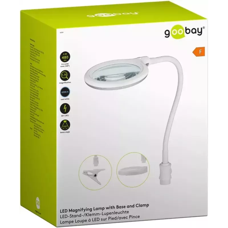 Goobay LED didinamoji lempa su pagrindu ir spaustuku 6 W didinimas 1,75×