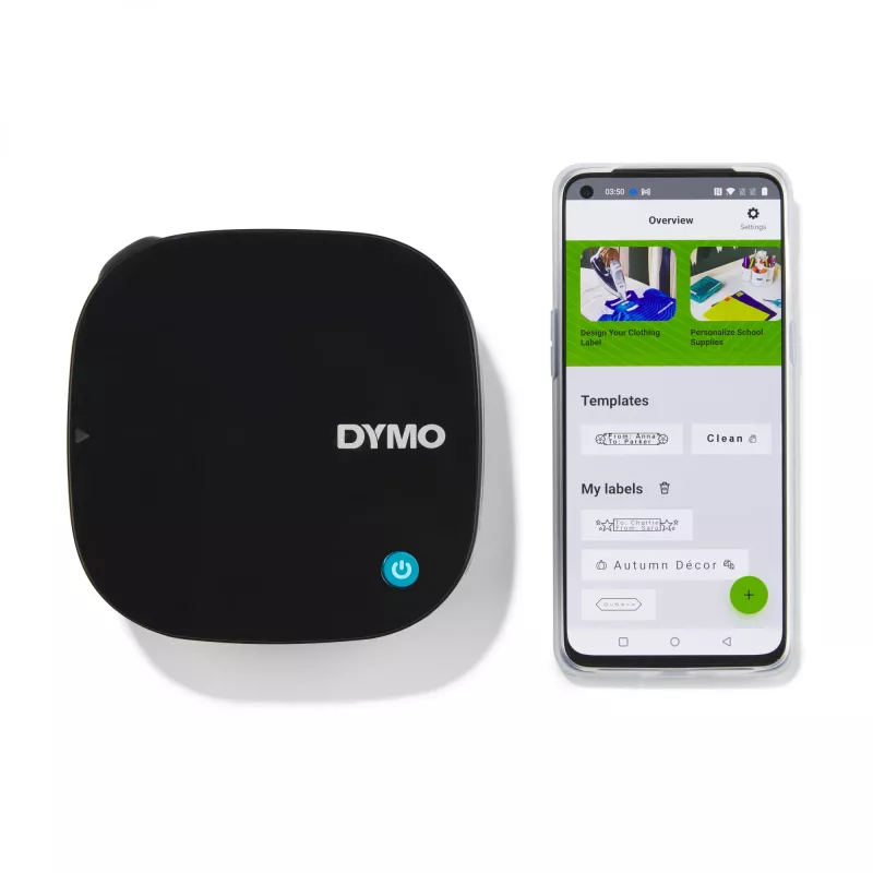 DYMO LetraTag 200B Bluetooth etikečių spausdintuvas | Kompaktiškas etikečių spausdintuvas | Jungiasi per Bluetooth belaidę technologiją prie iOS ir Android | Įskaitant 1 baltą popierinę etikečių juostą | Juoda