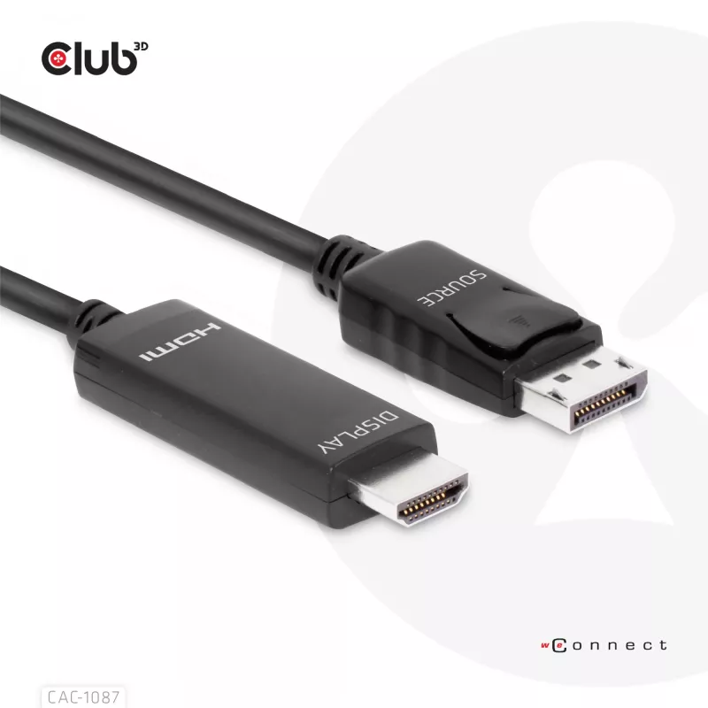 CLUB3D DisplayPort 1.4 į HDMI 4K120Hz arba 8K60Hz HDR10 kabelis M/M 3m/9.84ft
