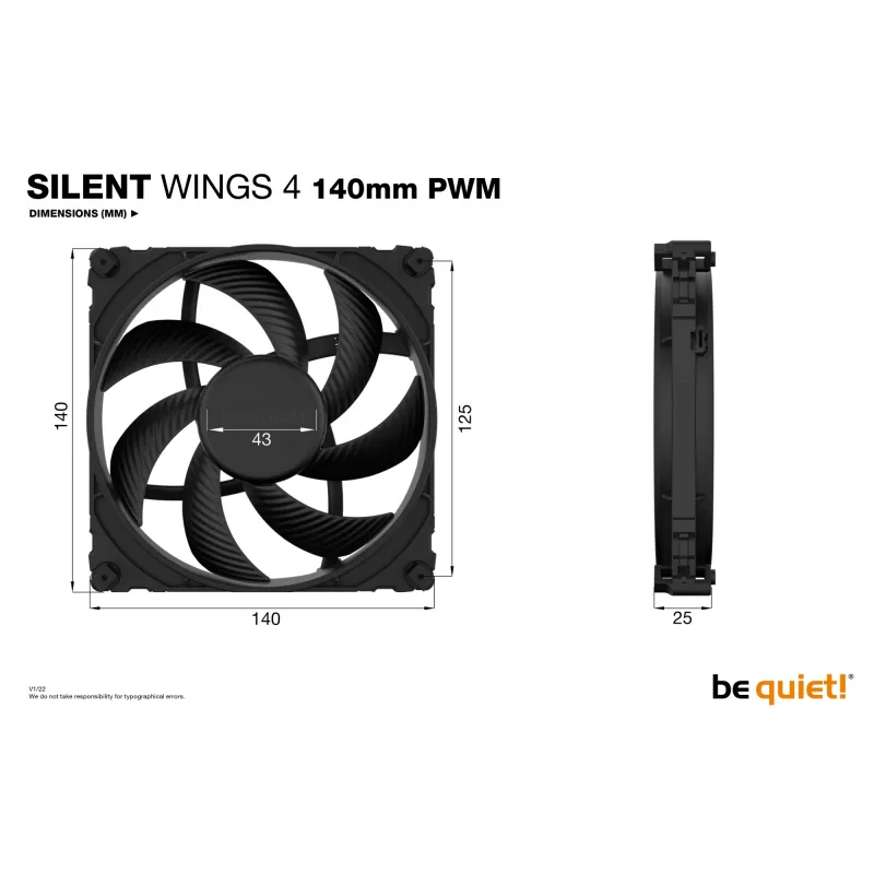 be quiet! SILENT WINGS 4 | 140mm PWM kompiuterio korpuso ventiliatorius 14 cm juodas 1 vnt.