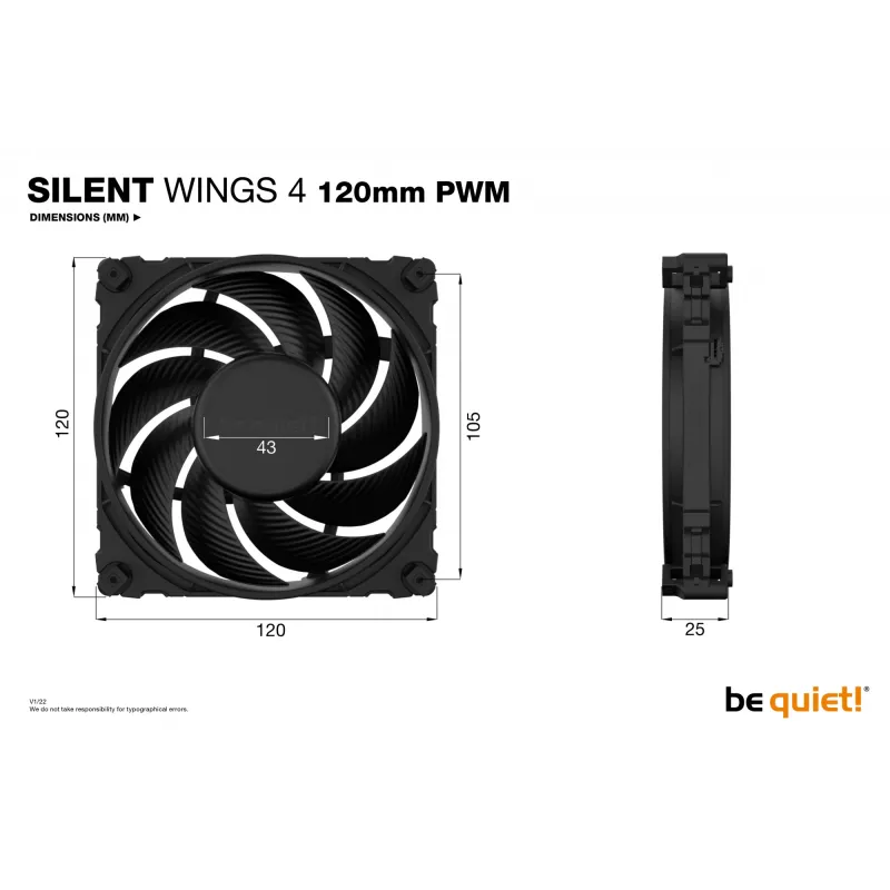be quiet! SILENT WINGS 4 120mm PWM ventiliatorius, juodas