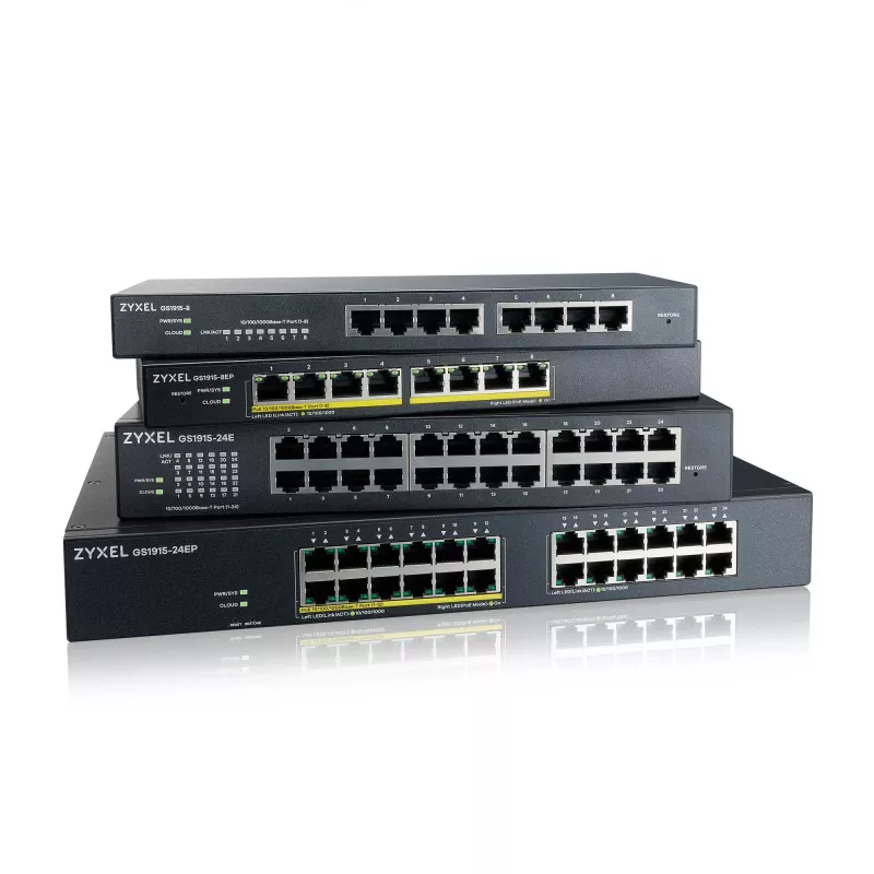 Valdomas jungiklis Zyxel GS1915-24E L2 Gigabit Ethernet 24 prievadai 1U juodas