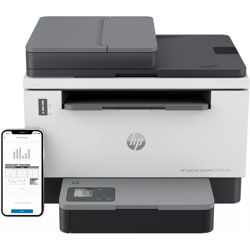 HP LaserJet Tank MFP 2604sdw spausdintuvas, lazerinis, nespalvotas, 600 x 600 DPI, A4, tiesioginis spausdinimas, juoda, pilka