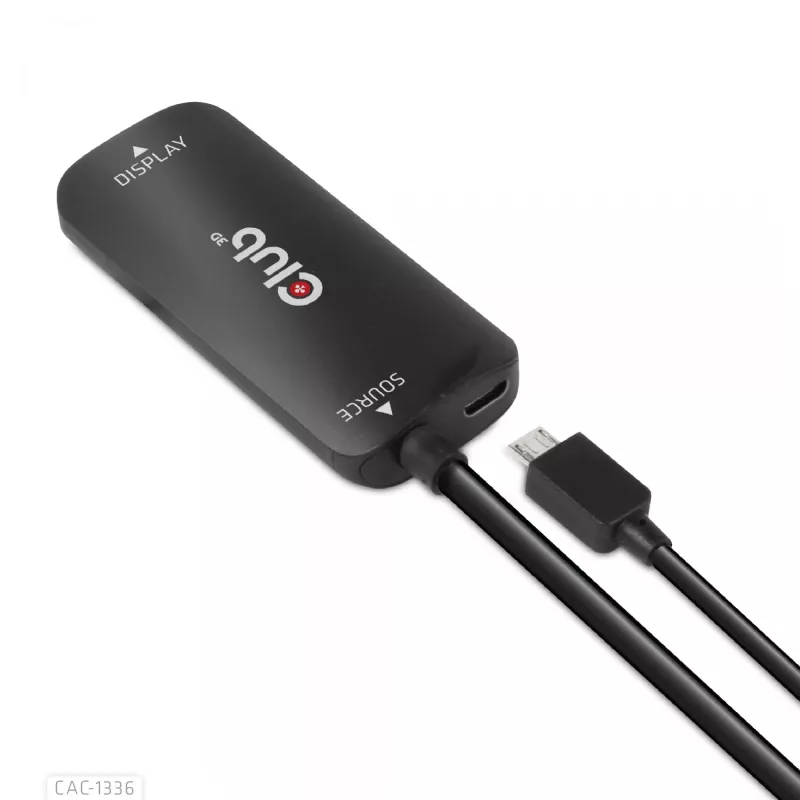 CLUB3D HDMI + Micro USB į USB Type-C 4K120Hz arba 8K30Hz M/F aktyvus adapteris