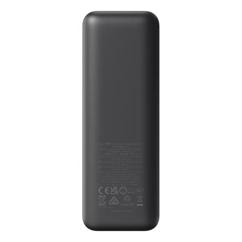 Nešiojamas įkroviklis Anker 737 (A1289011) – 24000 mAh, 140 W, 2× USB-C + 1× USB-A, sidabrinis/juodas