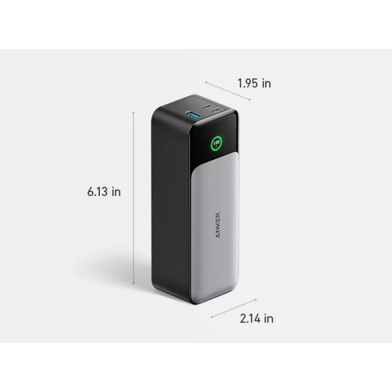 Nešiojamas įkroviklis Anker 737 (A1289011) – 24000 mAh, 140 W, 2× USB-C + 1× USB-A, sidabrinis/juodas