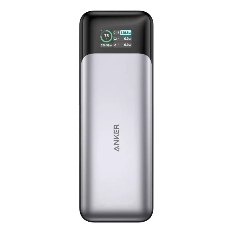 Nešiojamas įkroviklis Anker 737 (A1289011) – 24000 mAh, 140 W, 2× USB-C + 1× USB-A, sidabrinis/juodas
