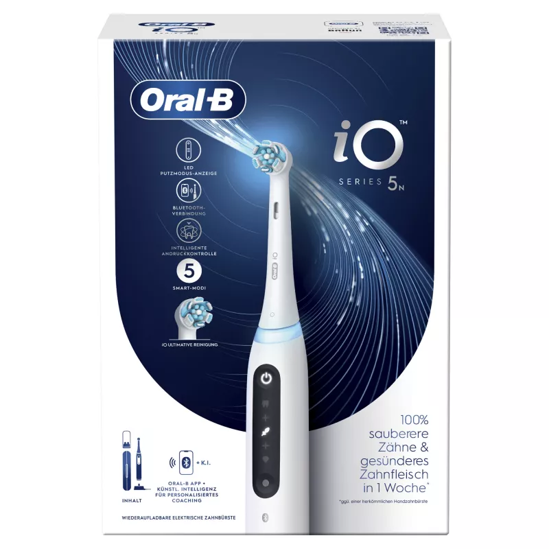 Oral-B iO Series 5 suaugusiųjų besisukanti-osciliuojanti dantų šepetėlis, baltas
