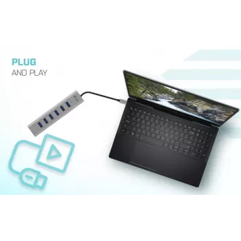 i-tec USB-C įkrovimo metalinis HUB 7 prievadų USB 3.2 Gen 1 Type-C Type-A