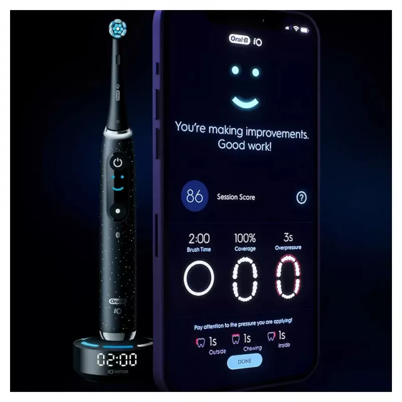 Oral-B iO Series 10 suaugusiųjų sukamoji-osciliuojanti dantų šepetėlis juodas
