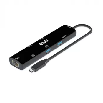 CLUB3D USB4™ Gen3x2 Type-C 6-in-1 Hub su HDMI™ 8K60Hz arba 4K120Hz, 2xUSB Type-A 10G, Ethernet RJ45 2.5G ir 2xUSB Type-C (1x Data 10G, 1x PD3.0 100W įkrovimas)