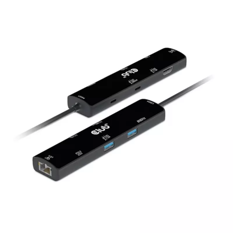 CLUB3D USB4™ Gen3x2 Type-C 6-in-1 Hub su HDMI™ 8K60Hz arba 4K120Hz, 2xUSB Type-A 10G, Ethernet RJ45 2.5G ir 2xUSB Type-C (1x Data 10G, 1x PD3.0 100W įkrovimas)