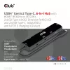 CLUB3D USB4™ Gen3x2 Type-C 6-in-1 Hub su HDMI™ 8K60Hz arba 4K120Hz, 2xUSB Type-A 10G, Ethernet RJ45 2.5G ir 2xUSB Type-C (1x Data 10G, 1x PD3.0 100W įkrovimas)
