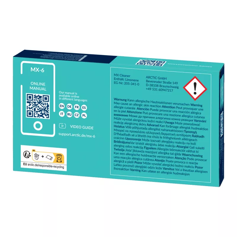 ARCTIC MX-6 ULTIMATE Performance terminė pasta + MX valiklis, termo tepalas, pilka, 4 g, 1 vnt., 66 mm, 120 mm