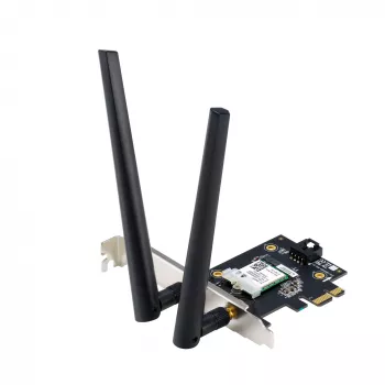 Vidinė WLAN kortelė ASUS PCE-AXE5400 – PCIe, Wi‑Fi 6E trijuostė (2.4/5/6 GHz), 2402 Mbps, Bluetooth 5.2