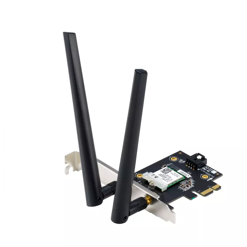 Vidinė WLAN kortelė ASUS PCE-AXE5400 – PCIe, Wi‑Fi 6E trijuostė (2.4/5/6 GHz), 2402 Mbps, Bluetooth 5.2