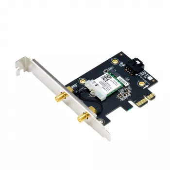 Vidinė WLAN kortelė ASUS PCE-AXE5400 – PCIe, Wi‑Fi 6E trijuostė (2.4/5/6 GHz), 2402 Mbps, Bluetooth 5.2