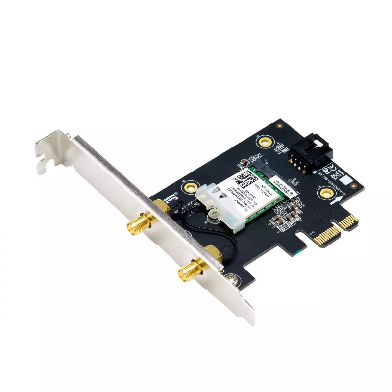 Vidinė WLAN kortelė ASUS PCE-AXE5400 – PCIe, Wi‑Fi 6E trijuostė (2.4/5/6 GHz), 2402 Mbps, Bluetooth 5.2