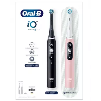 Oral-B iO 6 beslotinis dantų šepetėlis suaugusiems, juodas/rožinis