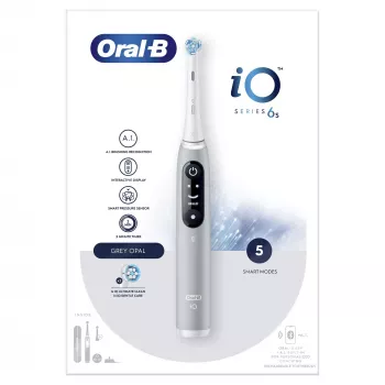 Oral-B iO 6S suaugusiųjų vibracinis dantų šepetėlis pilka, balta