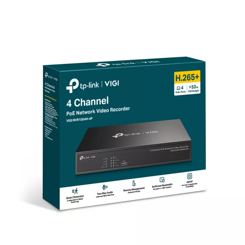 TP-Link VIGI NVR1004H-4P 4 kanalų PoE+ tinklo vaizdo registratorius