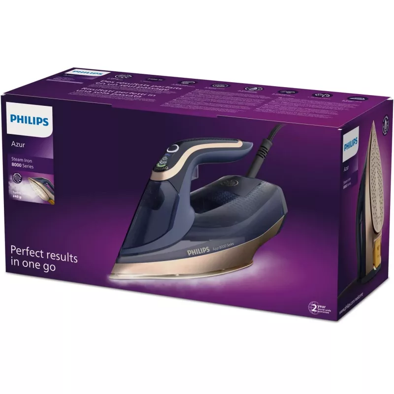 Lyginimo lygintuvas Philips Azur 8000 Series DST8050/20 — 3000 W, 0,35 L, SteamGlide Elite padas, 85 g/min nuolatinis garas, 260 g/min turbo garas