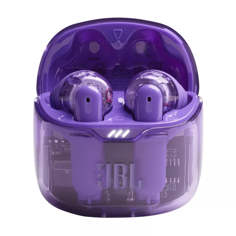 JBL Tune Flex Ghost Edition ausinės True Wireless Stereo (TWS) Į ausį Skambučiai/Muzika Bluetooth Violetinė, Peršviečiama