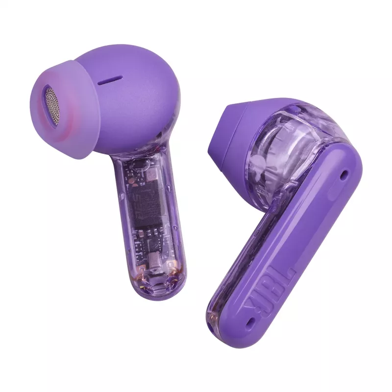 JBL Tune Flex Ghost Edition ausinės True Wireless Stereo (TWS) Į ausį Skambučiai/Muzika Bluetooth Violetinė, Peršviečiama