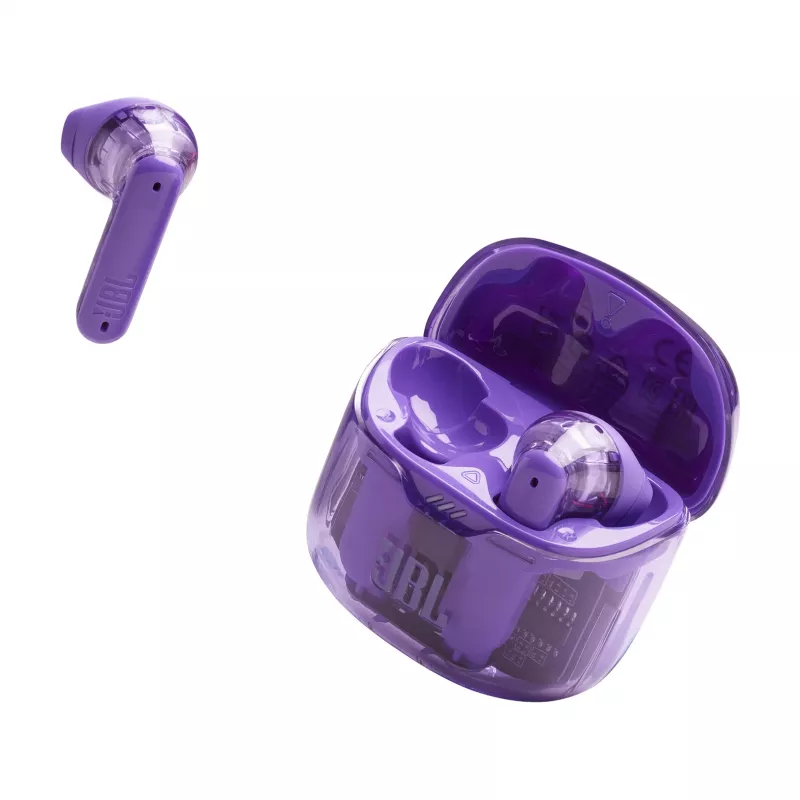 JBL Tune Flex Ghost Edition ausinės True Wireless Stereo (TWS) Į ausį Skambučiai/Muzika Bluetooth Violetinė, Peršviečiama