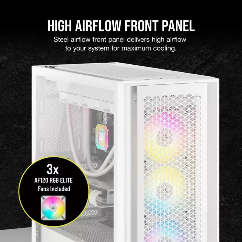 PC korpusas Corsair iCUE 5000D RGB Airflow Midi Tower Baltas