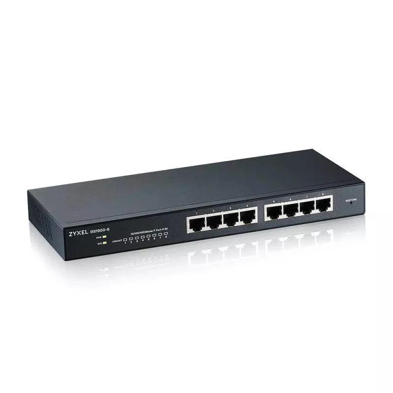 Zyxel GS1900-8 valdomas L2 gigabitinis eterneto (10/100/1000) jungiklis juodas