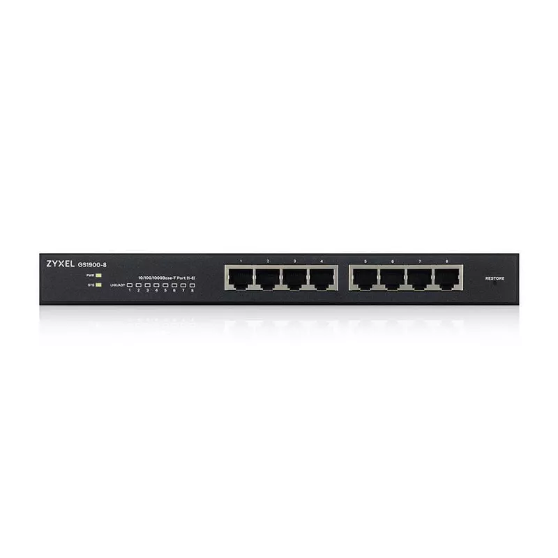 Zyxel GS1900-8 valdomas L2 gigabitinis eterneto (10/100/1000) jungiklis juodas