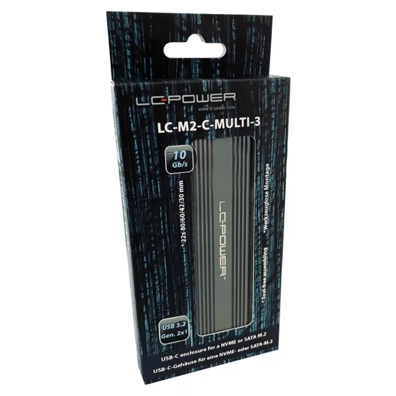 LC-POWER M.2 SSD korpusas LC-M2-C-MULTI-3 USB 3.2 (NVMe ir SATA)