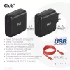CLUB3D CAC-1908EU kelioninis įkroviklis 100 W GaN technologija, USB-IF TID sertifikuotas, vienas USB Type-C prievadas, Power Delivery 3.0 palaikymas