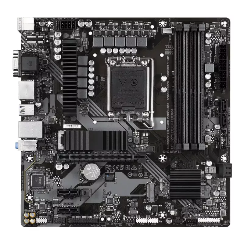 Motininė plokštė GIGABYTE B760M DS3H DDR4 Micro ATX, Intel LGA 1700, 4x DIMM, 128GB, 2.5Gb LAN, 2x M.2, HDMI+DP