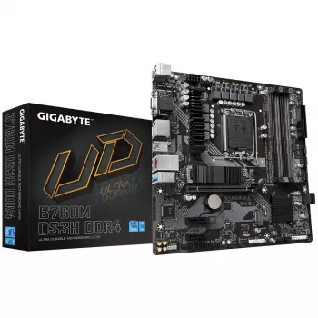 Motininė plokštė GIGABYTE B760M DS3H DDR4 Micro ATX, Intel LGA 1700, 4x DIMM, 128GB, 2.5Gb LAN, 2x M.2, HDMI+DP
