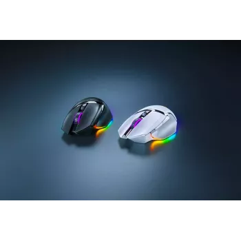 Žaidimų pelė Razer Basilisk V3 Pro – dešinei rankai, optinė 30 000 DPI, RF belaidis/Bluetooth/USB-C, balta