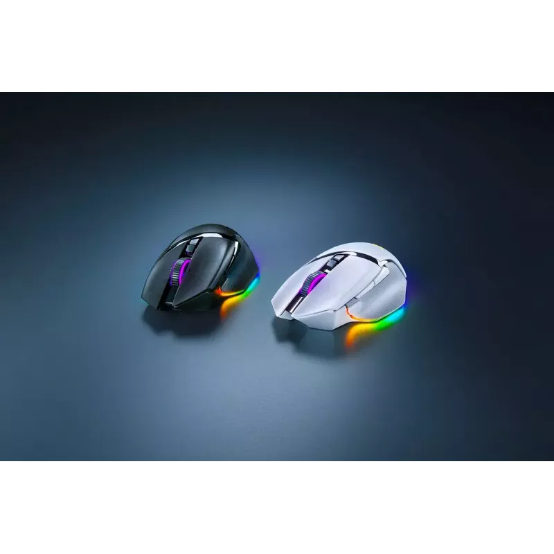 Žaidimų pelė Razer Basilisk V3 Pro – dešinei rankai, optinė 30 000 DPI, RF belaidis/Bluetooth/USB-C, balta