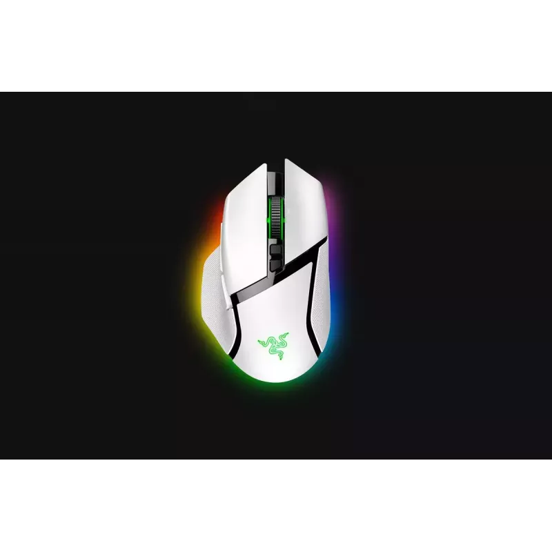 Žaidimų pelė Razer Basilisk V3 Pro – dešinei rankai, optinė 30 000 DPI, RF belaidis/Bluetooth/USB-C, balta